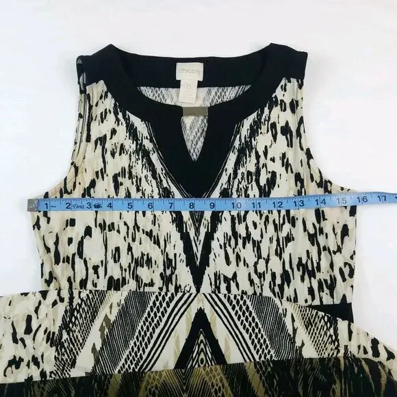 Chicos Maxi Dress Small Abstract Neutral - Picture 3 of 4